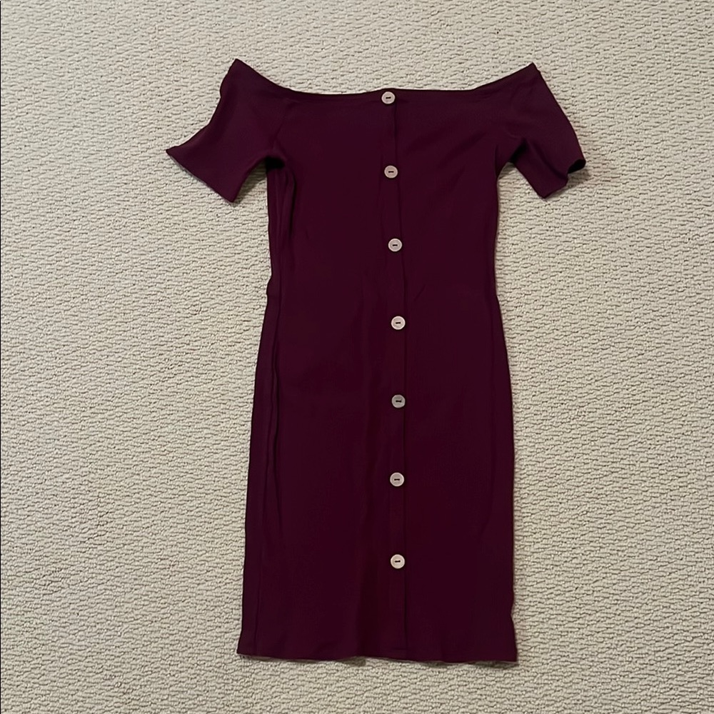 BN | Off-Shoulder Button-Up Mini Dress